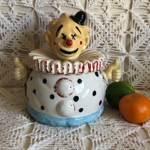 Vintage ceramic clown cookie jar 1950's